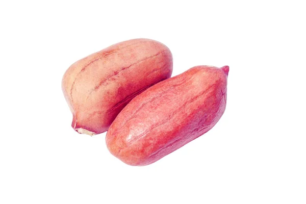 Amendoins Crus Perto Até Fundo Isolado Branco Nozes — Fotografia de Stock