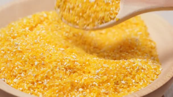 Organic raw Corn corn grits close up. Eco Food Concept. GMO-free concept — Stock Video