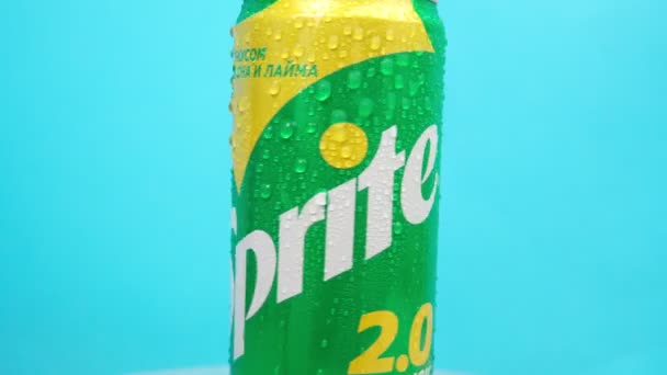 Tyumen Russia December 2020 Can Sprite Logo Close Lemon Lime — Stock Video