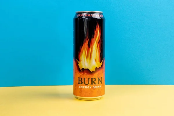 Tyumen Rússia Dezembro 2020 Can Burn Energy Drink Original Bebida — Fotografia de Stock