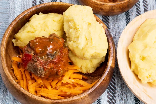 Πιάτο Ugali Nshima Πιο Δημοφιλές Πιάτο Στη Ζάμπια Επιλεκτική Εστίαση — Φωτογραφία Αρχείου