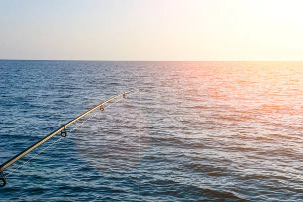 Vara Pesca Equipamento Pesca Carretel Giratório Pesca Iluminação Suave Foco — Fotografia de Stock