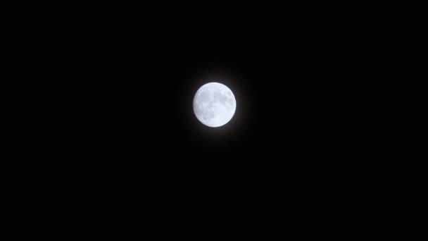 满月映衬着漆黑的夜空.透镜的焦距是200毫米. — 图库视频影像