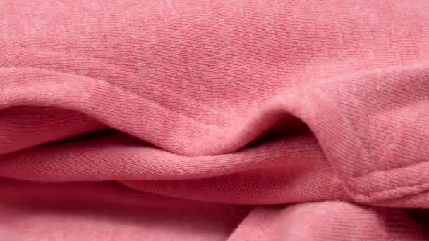 Textura rosa brilhante de tecido. controle deslizante, movimento da câmera. Foco seletivo. — Vídeo de Stock