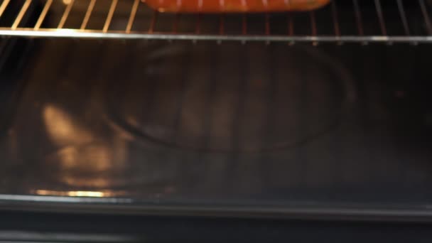 Fleischbällchen mit Tomatensauce in Backform in Großaufnahme. Kochen hausgemachte Speisen — Stockvideo