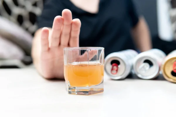 Abstinence Alcohol Glass Alcohol Alcoholism Alcohol Free Day — Stock Photo, Image