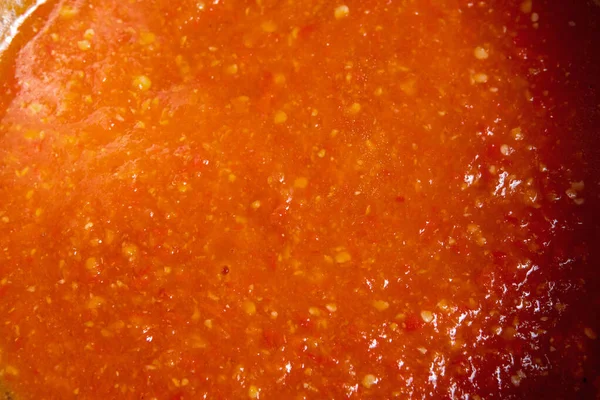 Processus Cuisson Légumes Sauce Tomate Cuisine Végétarienne Goût Savoureux Plat — Photo