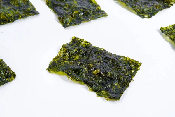 Nori Chips Dry Japanese Organic Seaweed White Background — Stock fotografie