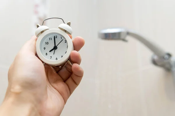 Tiempo Para Tomar Una Ducha Baño Concepto Higiénico Enfoque Selectivo — Foto de Stock
