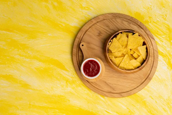 Tortilla Nacho Chips Para Aperitivos Chips Maíz Nachos Sobre Fondo — Foto de Stock