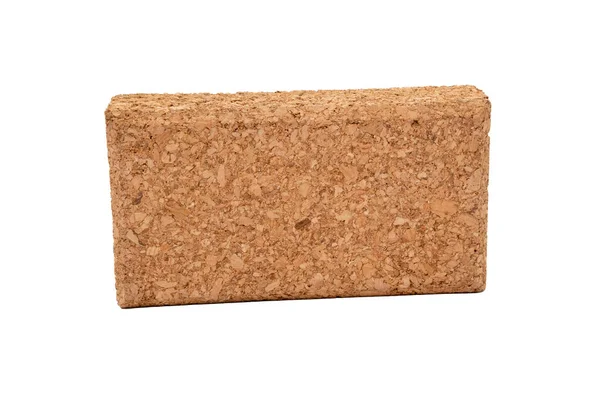 One Yoga Block Made Cork White Background Isolate Selective Focus — Stock Photo, Image