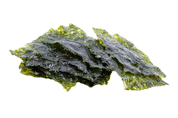 Sea Nori Chips Torra Japanska Organiska Alger Isolerad Vit Bakgrund — Stockfoto