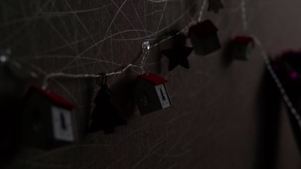 Christmas garlands preparation for the holiday at home, decoration decor. Selective focus — Stock Video