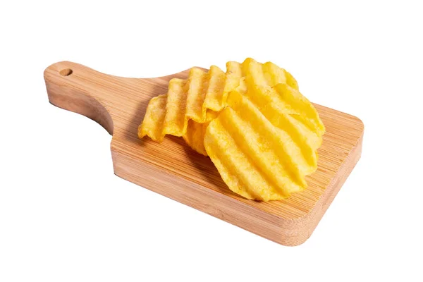 Korrugerade Chips Närbild Isolerad Vit Bakgrund — Stockfoto