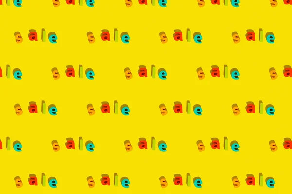 Pattern Made Inscription Sale Yellow Background Creative Art Concept — Stock Photo, Image