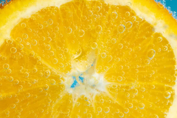 Narancs Gyümölcs Vízben Közeli Makró Frissítő Grépfrútital Koktél — Stock Fotó