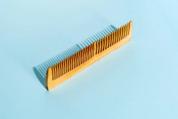 Wooden Comb Blue Background Were Things Bathroom Apartment — 스톡 사진