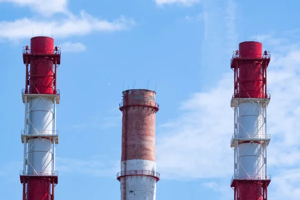 Ingen Rök Från Industrirör Nära Håll Industriområde Miljöföroreningar Den Statiska — Stockfoto