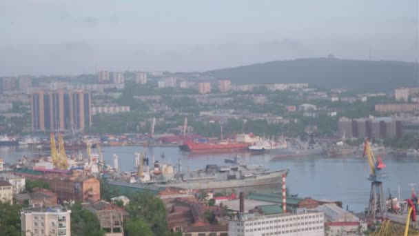 Vladivostok Primorsky Territory Rusland Juni 2021 Uitzicht Gouden Brug Vanaf — Stockvideo