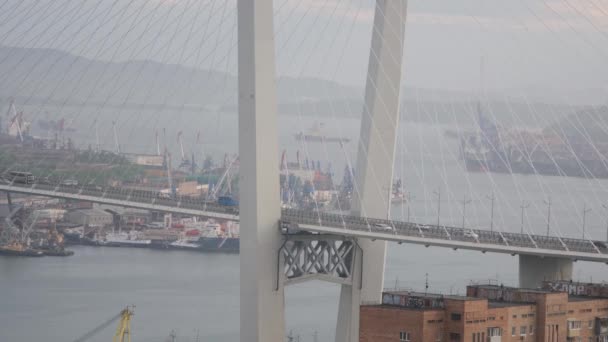 Vladivostok Primorsky Territory Rusland Juni 2021 Uitzicht Gouden Brug Vanaf — Stockvideo