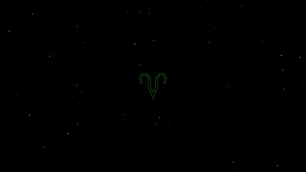 Aries Green Outline Black Background Stock Vídeo Grande Clipe Vídeo — Vídeo de Stock