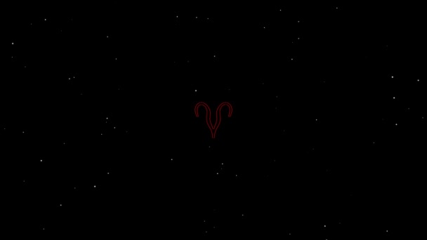 Aries Red Outline Black Background Stock Vídeo Grande Clipe Vídeo — Vídeo de Stock