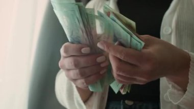 Kadın eli para hayranı yapar, kız evde Vietnamlı penisi ya da nakit parayı sayar. Yatırım, başarı, mali beklentiler veya kariyer büyümesi kavramı.