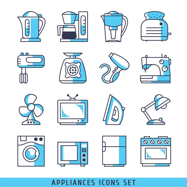 16 iconos lineales set vector para ilustración web azul — Vector de stock