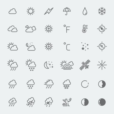 Siyah ve beyaz hava Icons set