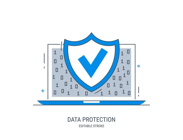 Protección Datos Seguridad Internet Protección Antivirus Ilustración Vectorial Editable Arte — Archivo Imágenes Vectoriales
