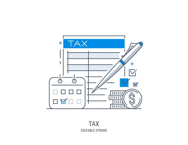 Begreppet Skattebetalning Statsbeskattning Beräkning Skattedeklaration Skatteform Betala Räkningar Fakturor Löner — Stock vektor
