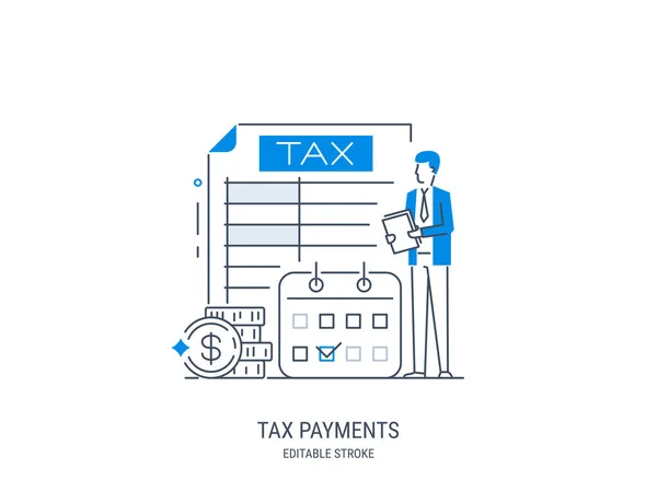 Concept Paiement Impôts Impôt État Calcul Déclaration Fiscale Formulaire Fiscal — Image vectorielle