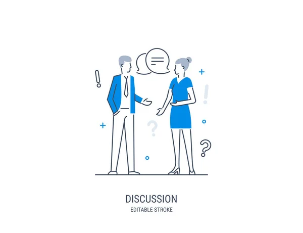 Discussion Collaboration Pouvoir Travail Équipe Partage Opinions Remue Méninges Conversation — Image vectorielle