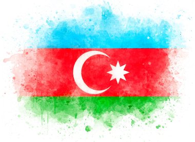 Azerbaycan bayrağı, suluboya resimleme