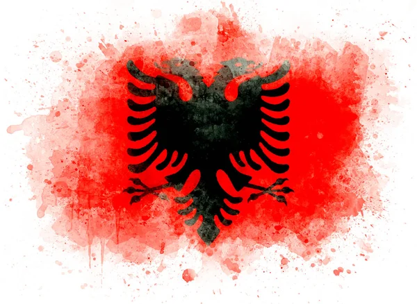 Zászló Albánia Akvarell Ábra — Stock Fotó