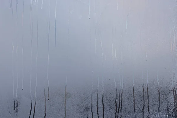 Venster Met Condensaat Stoom Hevige Regen Grote Textuur Achtergrond — Stockfoto