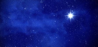 Amazing Polaris in deep starry night sky, space with stars, panoramic vie clipart