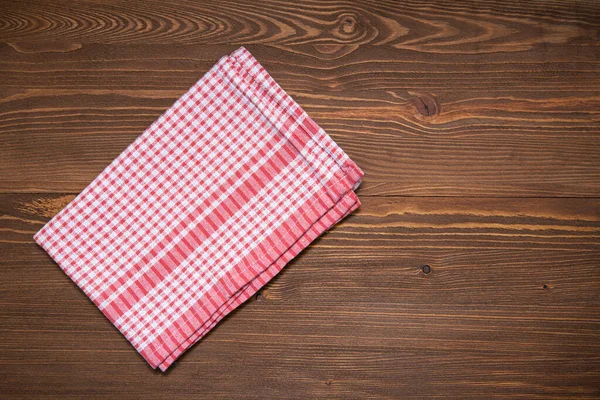 Karottenserviette Oder Küchentuch Auf Brauner Holzoberfläche Tischdecke Auf Tischplatte Draufsicht — Stockfoto