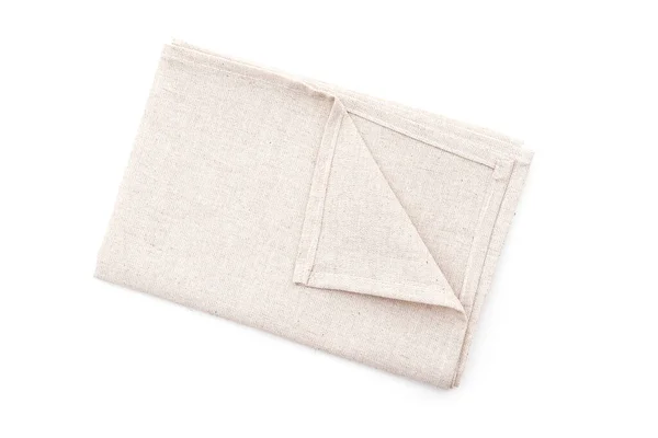 Kwadratowy Ręcznik Kuchenny Serwetka Lniana Izolowana Biało Widok Góry — Zdjęcie stockowe