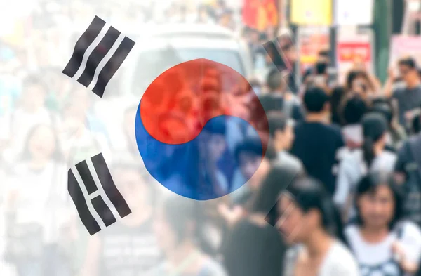 Güney Kore Ulusal Flagas Geçmişi Kalabalığı Konsept Resim — Stok fotoğraf