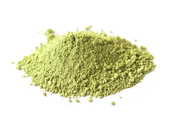 Pulver Aus Trockenem Grünem Matcha Tee Isoliert Auf Weißem Seitlichem — Stockfoto