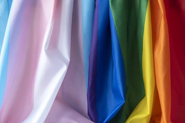 Bandeiras Arco Íris Transgênero Gay Tecido Lgbt Bandeira Orgulho Transgênero — Fotografia de Stock