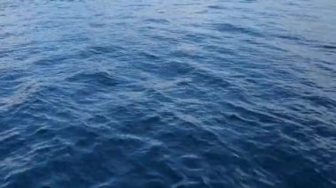 Su yüzeyi, okyanus, deniz arka planı. Mavi suya yakın çekim. Video 4k çözünürlüğü