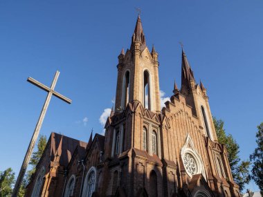 Krasnoyarsk, Rusya 'da Organ Salonu olarak bilinen şaşırtıcı Dönüşüm Kilisesi. Mimarlık tarzı Roma Katolik kilisesidir.