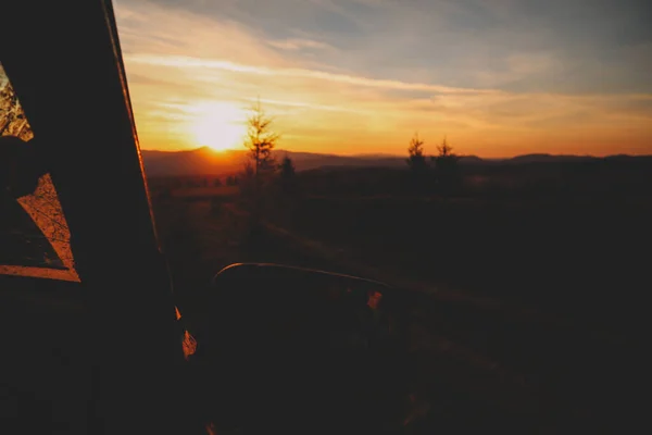 Offroad Autofahrt Durch Die Ukrainischen Karpaten Frühling Blick Aus Dem — Stockfoto