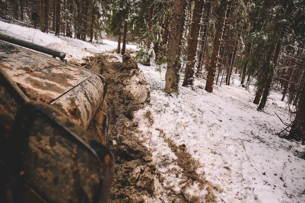 Carros Sujos Rodas Nas Montanhas Pântano Nos Pneus Viagens Offroad — Fotografia de Stock