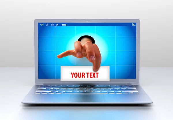 Din text handen håller en anteckning — Stockfoto