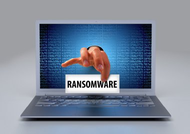 bir messeage - ransomware tutan el