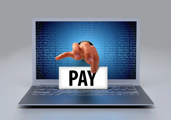 Hand holding a messeage - ransomware pay — Stok Foto