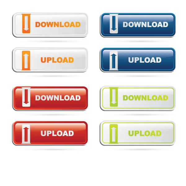 ベクトルはモダンな色のダウンロード - アップロード ボタン セット — ストックベクタ